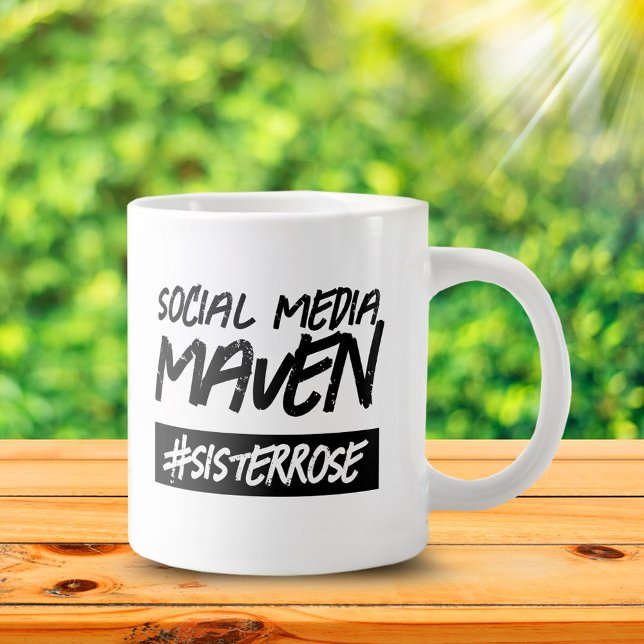 Funny Social Media Maven Hashtag Namn Jumbo Mugg (Funny Social Media Maven #Name Jumbo Coffee Mug Cover Photo.)
