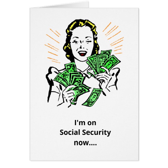 Funny Social Security Pension humor som förbinder OBS Kort (Framsidan)