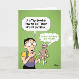Funny Sock monkey Birthday Kort