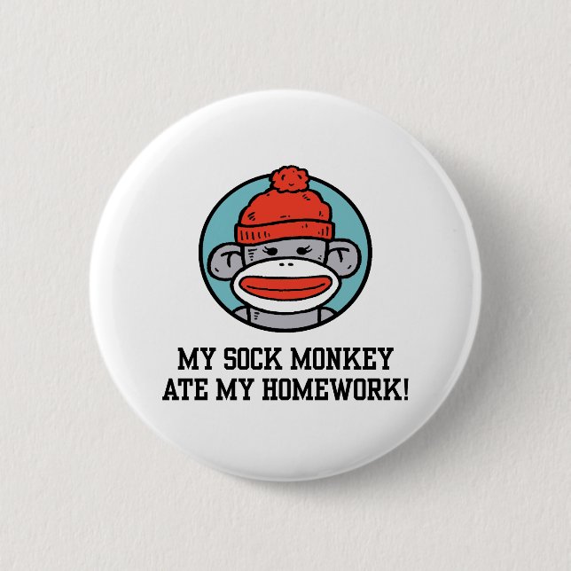 Funny Sock monkey Knapp (Framsida)