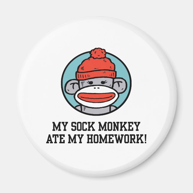 Funny Sock monkey Magnet (Framsidan)
