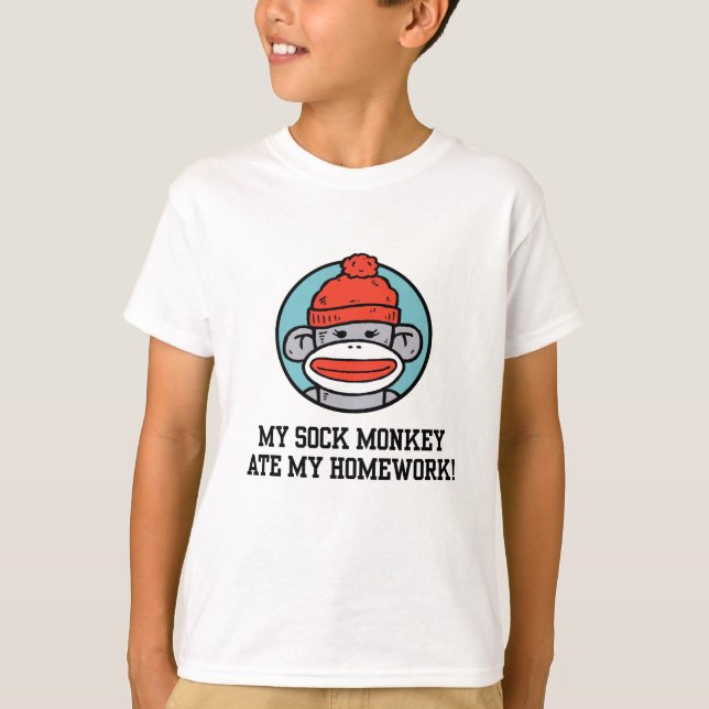 Funny Sock monkey Tee Shirt (Framsida)