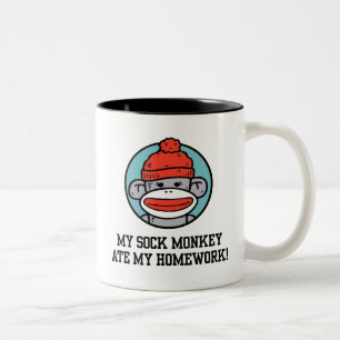 Funny Sock monkey Två-Tonad Mugg