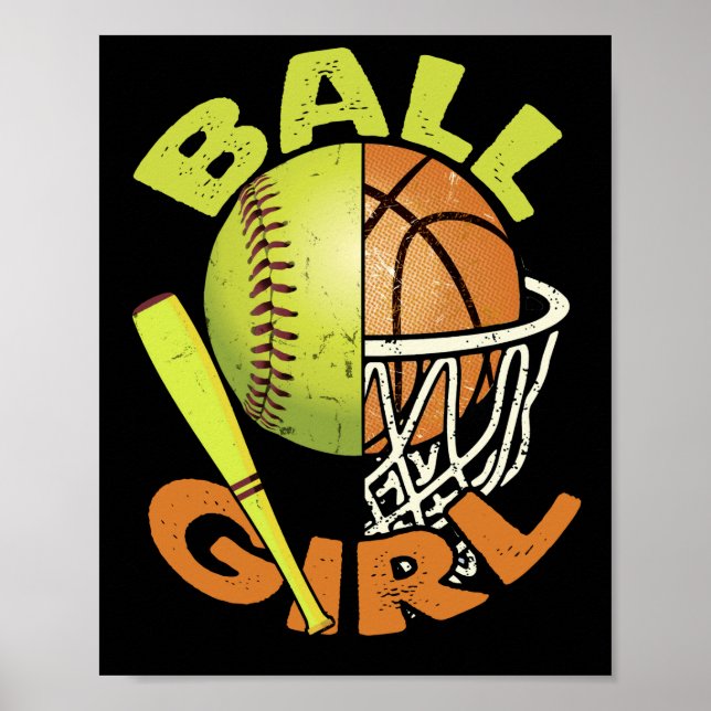 Funny Softball Basketball Girl Poster (Framsidan)