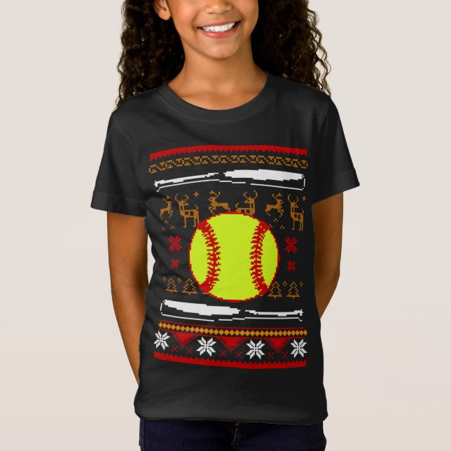 Funny Softball-julgåva T Shirt (Framsida)