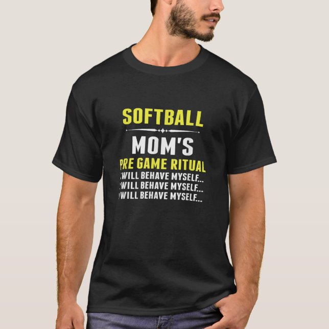 Funny Softball Mamma Softball Mamma s Pre Game Rit T Shirt (Framsida)