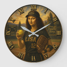 Funny Softball Mona Lisa Pitcher Gift Stor Klocka