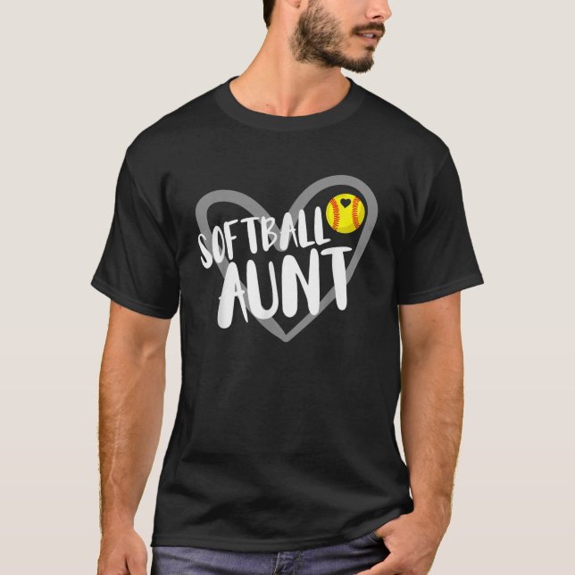 Funny Softball Moster Heart T Shirt (Framsida)