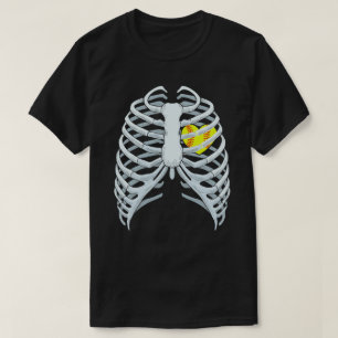 Funny Softball Skeleton Rib Cage Halloween Costume T Shirt