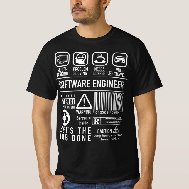 Funny Software Ingenjör med symboler T Shirt (Framsida)