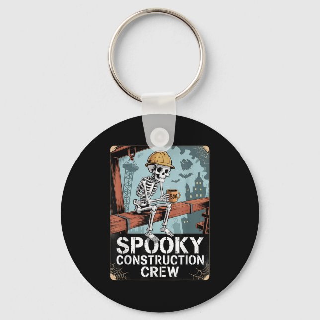 Funny Soky Skeleton Workers Halloween Construction Nyckelring (Framsida)