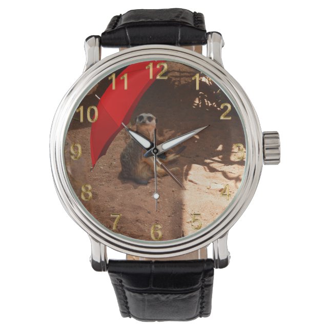 Funny Sol Smart Meerkat under Parbrella Armbandsur (Framsida)