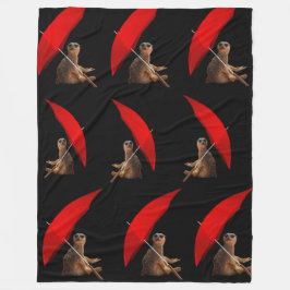 Funny Sol Smart Meerkat under Parbrella Fleecefilt