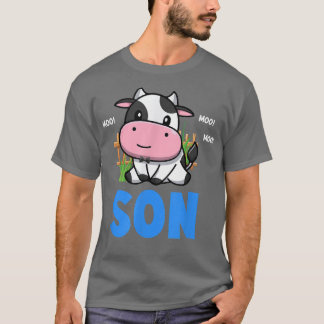 Funny Son Cow Cute Farmer Birthday Matching Fa T Shirt