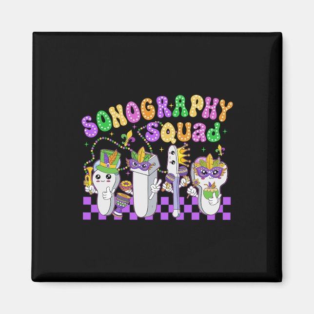 Funny Sonography Squad Mardi Gras Carnival Sonogra Magnet (Framsidan)