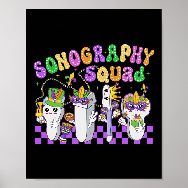Funny Sonography Squad Mardi Gras Carnival Sonogra Poster (Framsidan)