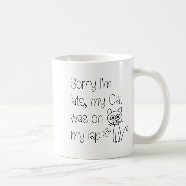 Funny Sorry Cat Was On Lap Cute Drawing Tygraphy  Kaffemugg (Höger)
