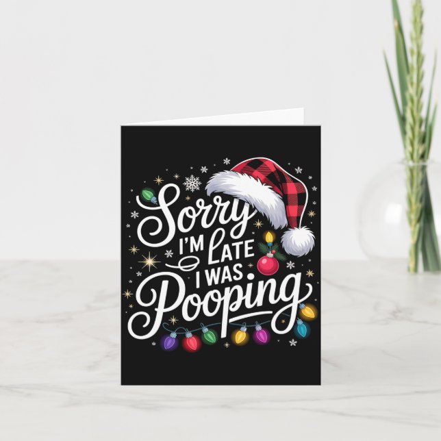 Funny Sorry I'm Late I Was Ong Xmas Lights Red San Kort (Framsida)