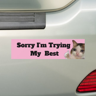 Funny "Sorry I'm Trying My Best" Bumper Sticker |  Bildekal