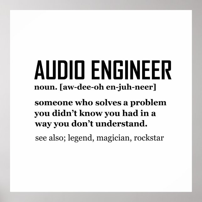 Funny Sound Engineer Audio Engineering Definition Poster (Framsidan)