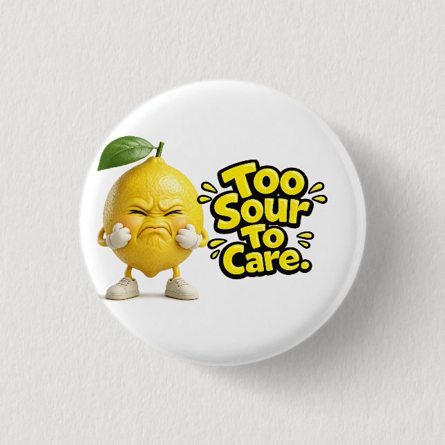 Funny Sour Lemon Pin Button | Cute Angry Lemon Bad Knapp (Framsida)