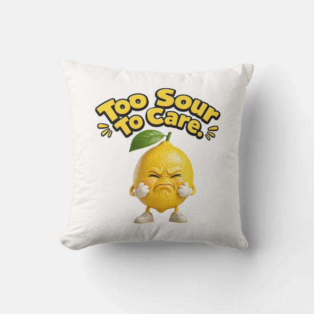 Funny Sour Lemon Throw Pillow | Cute Angry Lemon C Kudde (Framsida)