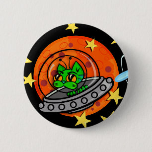 FUNNY SPACE ALIEN KATTUNGE ROUND-KNAPP KNAPP