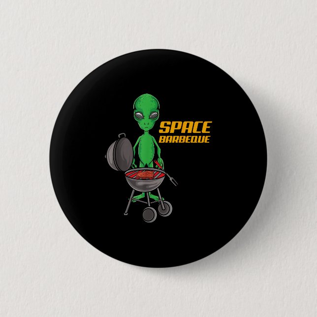 Funny Space Barbecue Alien Grill Chef Bbq _1 Knapp (Framsida)