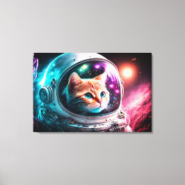 Funny Space Cat Astronaut Kattunge Galaxy Universe Canvastryck