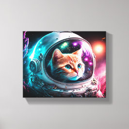 Funny Space Cat Astronaut Kattunge Galaxy Universe Canvastryck