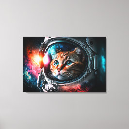 Funny Space Cat Astronaut Kattunge Galaxy Universe Canvastryck