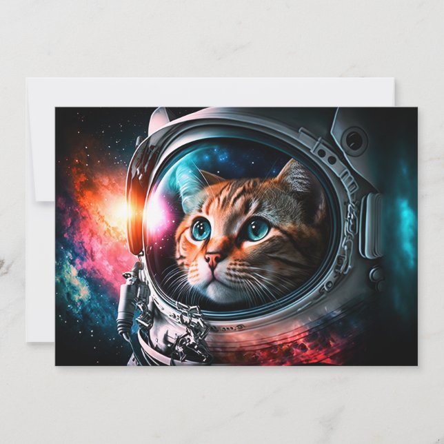 Funny Space Cat Astronaut Kattunge Galaxy Universe Inbjudningar (Framsida)