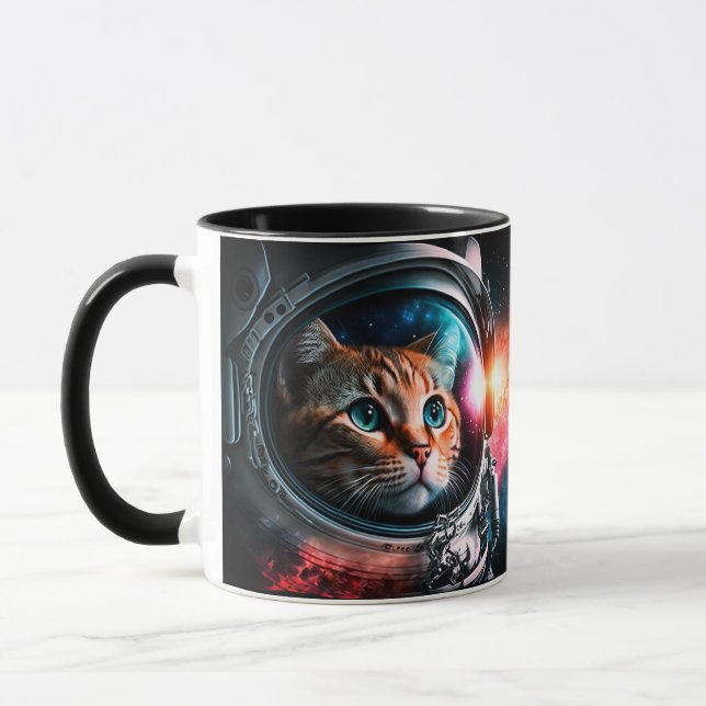 Funny Space Cat Astronaut Kattunge Galaxy Universe Mugg (Vänster)