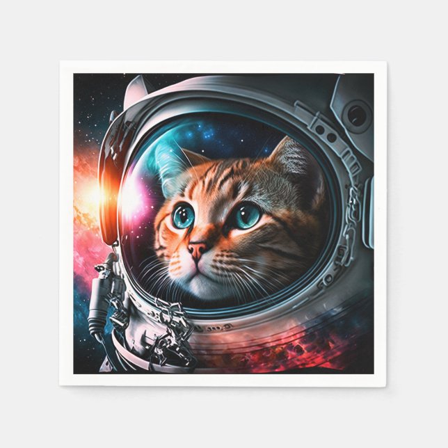 Funny Space Cat Astronaut Kattunge Galaxy Universe Pappersservett (Framsidan)