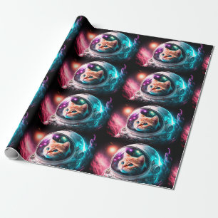 Funny Space Cat Astronaut Kattunge Galaxy Universe Presentpapper