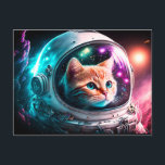 Funny Space Cat Astronaut Kattunge Galaxy Universe Vykort<br><div class="desc">Lönsamt blanksteg Astronaut Kattunge Galaxy Universe Design</div>