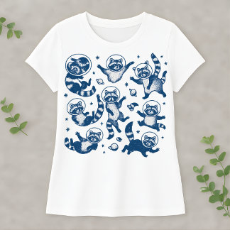 Funny Space Raccoon Ivory Cute Astronaut Animal T Shirt