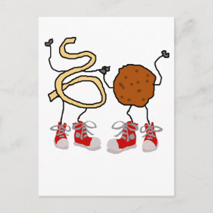Funny Spaghetti och Meatbollar Tecknad Vykort