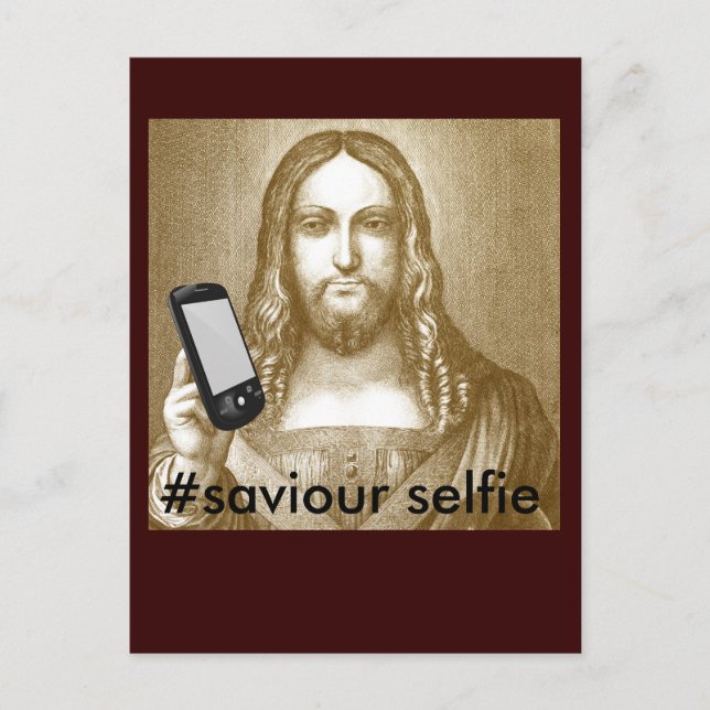 Funny Spara Yourself Parody Savior Selfie Vykort (Framsida)