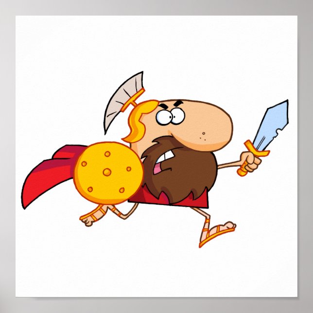 Funny Spartan Gladiator Running Poster (Framsidan)