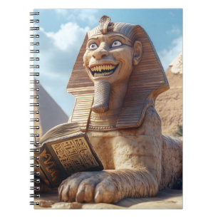 Funny Sphinx Statue Reading Ancient Bok i Egypten Anteckningsbok