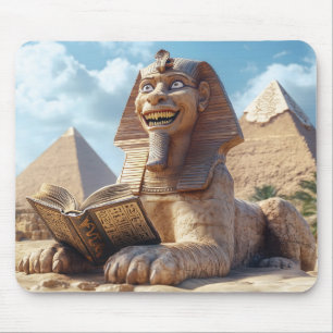 Funny Sphinx Statue Reading Ancient Bok i Egypten Musmatta