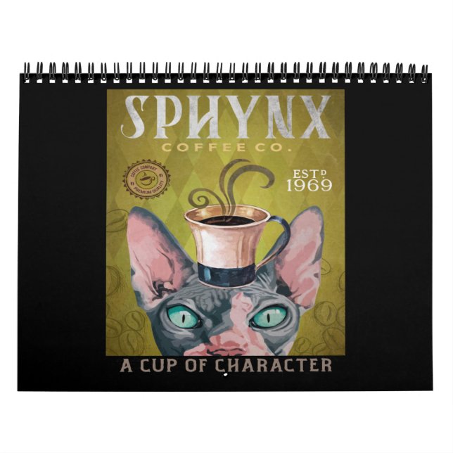 Funny Sphynx Cat Coffee Co. a Kopp of Character Kalender (Omslag)
