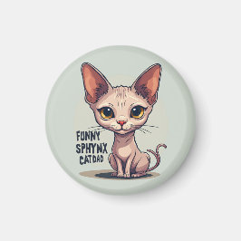 Funny Sphynx Cat Dad Cartoon Art Magnet