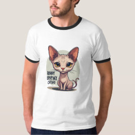 Funny Sphynx Cat Dad Cartoon Art T Shirt