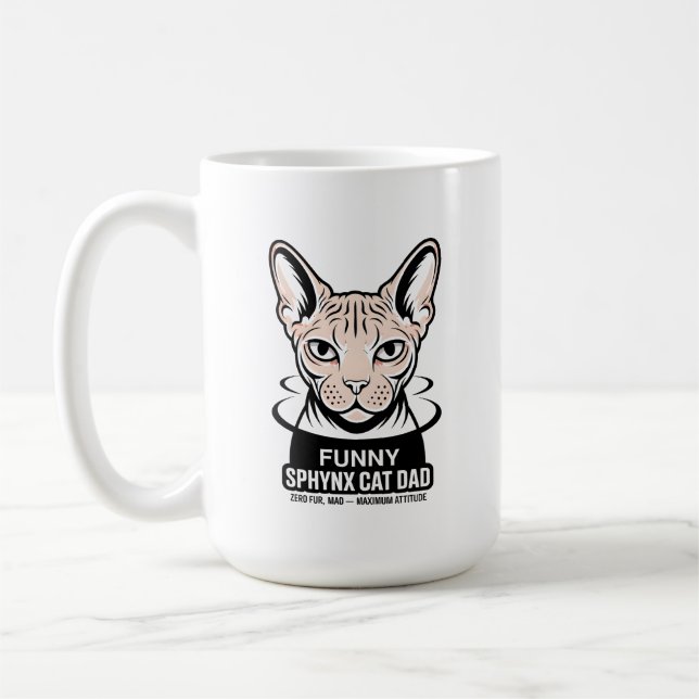 Funny Sphynx Cat Dad Vector Art Kaffemugg (Vänster)
