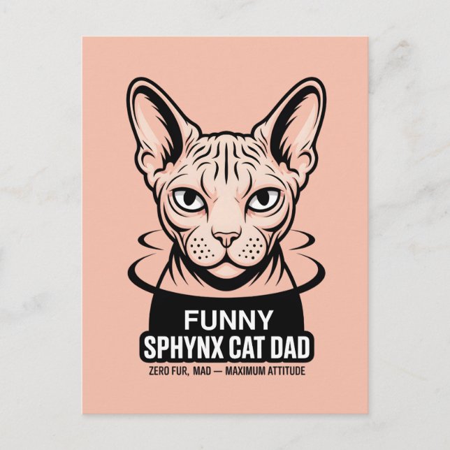 Funny Sphynx Cat Dad Vector Art Vykort (Framsida)
