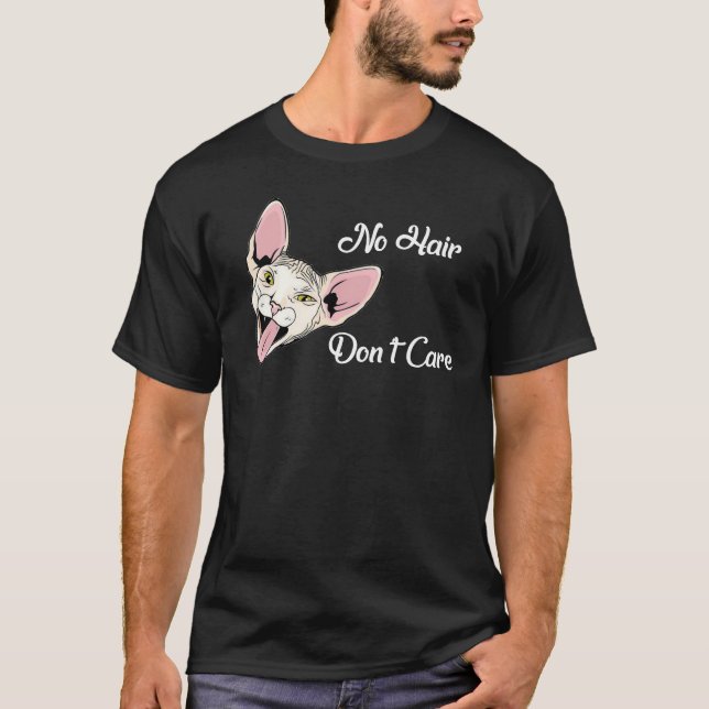 Funny Sphynx Cat Shirt - No Hair Don Care T Shirt (Framsida)
