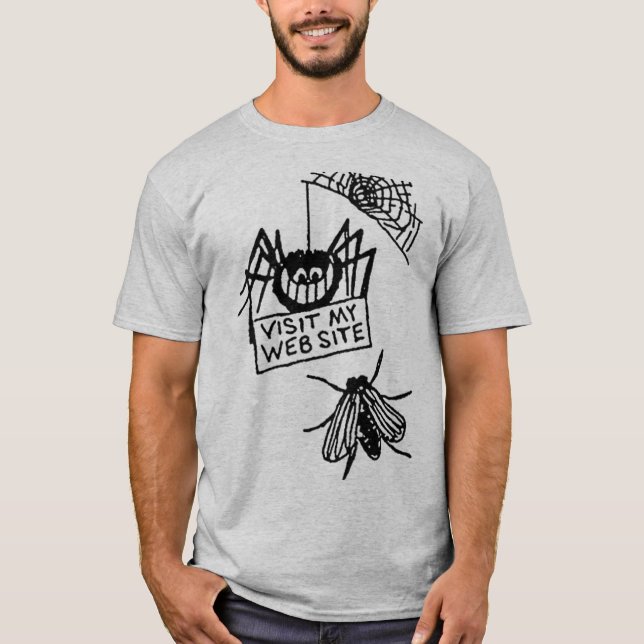 Funny Spider Says Visit My Website Cartoon T Shirt (Framsida)