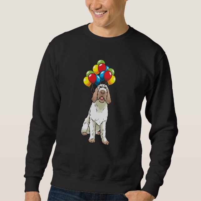 Funny Spinone Italiano-Hund med ballonger Lång Ärmad Tröja (Framsida)
